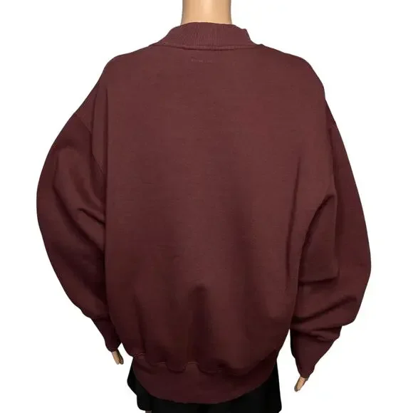 Anine Bing Bradie Designer Logo Crewneck Sweatshirt Burgundy size Large Cotton - Picture 2 of 12